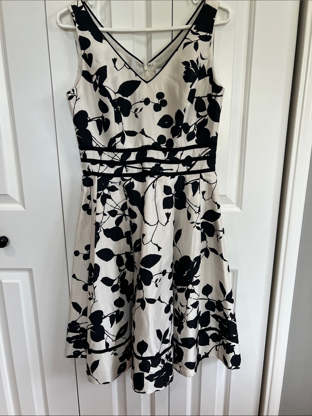 Dress Barn Black & Cream Floral Fit-and-Flare Cocktail Dress
